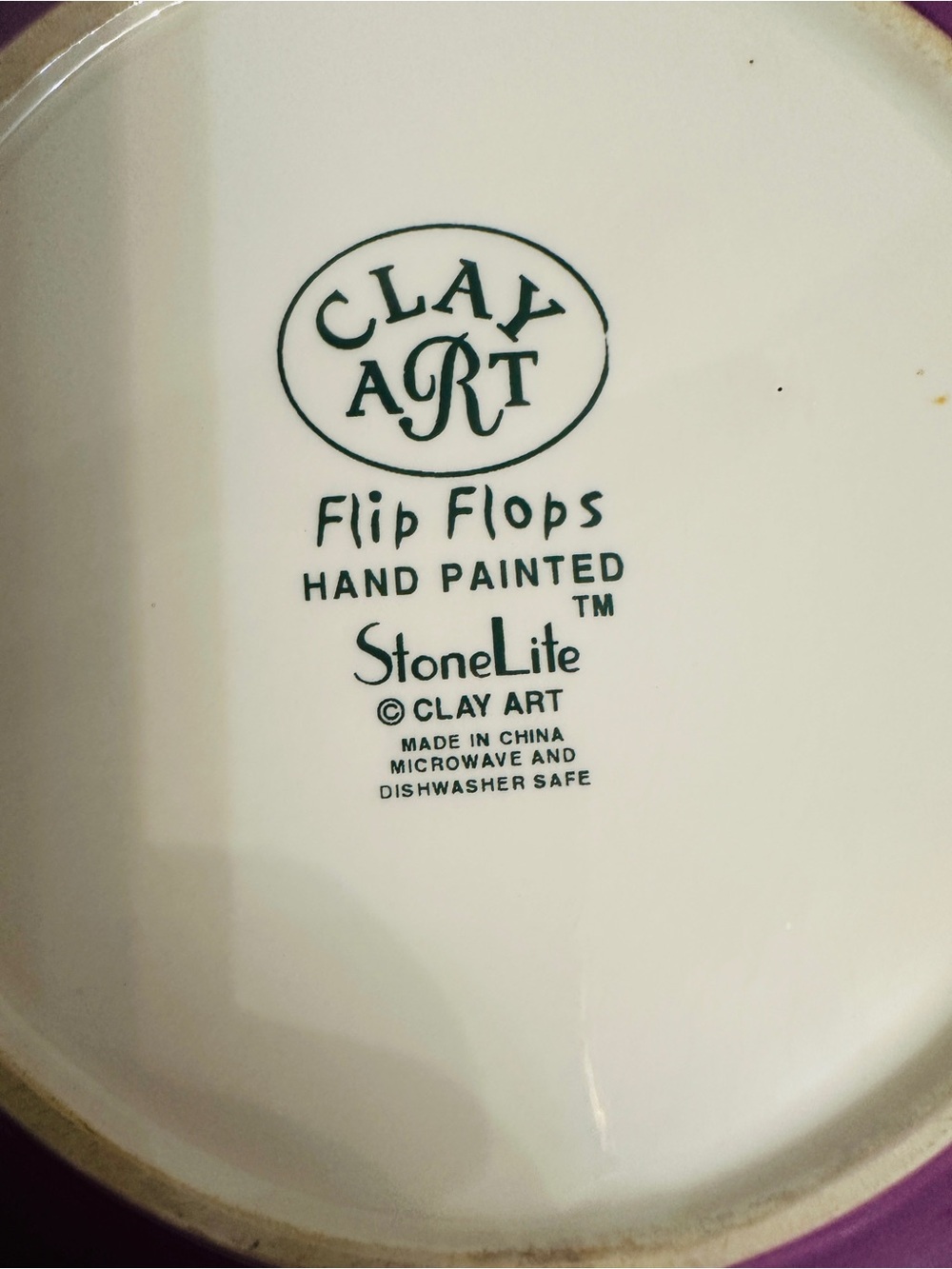 Clay Art StoneLite Flip Flops Hand Painted Beach Plate - Picture 5 of 8